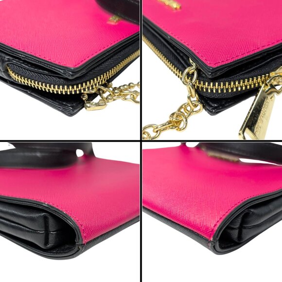 Steve Madden Pink & Black Color Block PVC Chain Strap Going Out Purse Crossbody - Picture 6 of 11